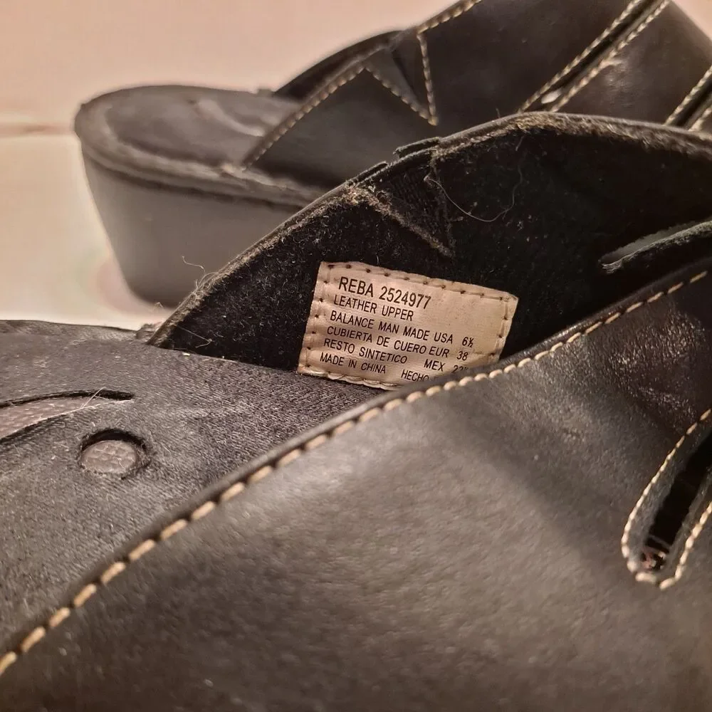 Dr. Scholl's Women's Reba Leather Slide Sandals Sz 6.5 Black Cutout Design
